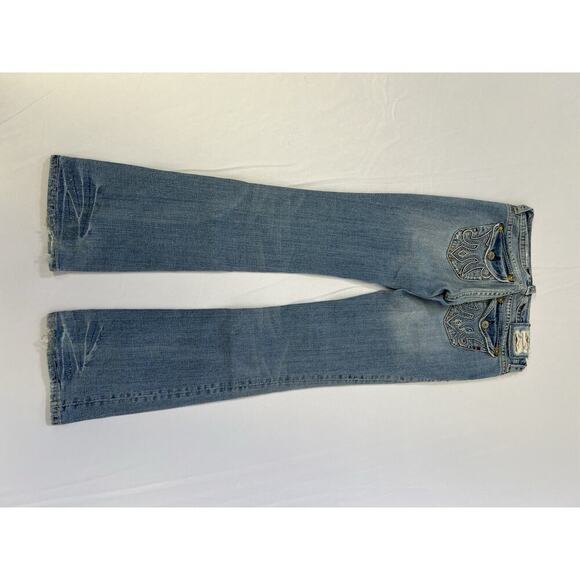 VTG Y2K Bella Swan Low Rise Mek Denim Flare Jeans Women S 27 Thick Stitch - Picture 16 of 16